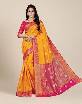 floral woven jacquard saree