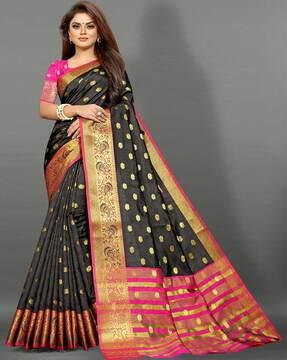 floral woven jacquard silk saree