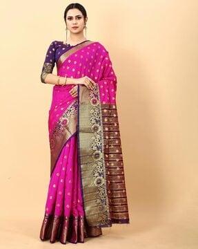 floral woven jacquard silk saree