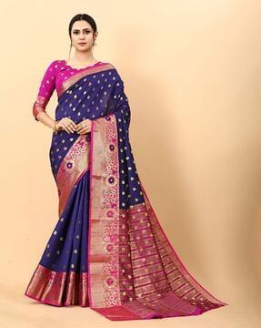 floral woven jacquard silk saree