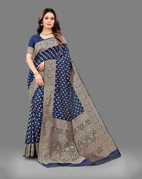 floral woven jacquard silk saree