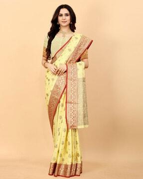 floral woven jacquard silk saree