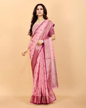 floral woven jacquard silk saree