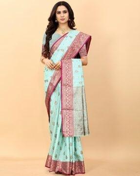 floral woven jacquard silk saree