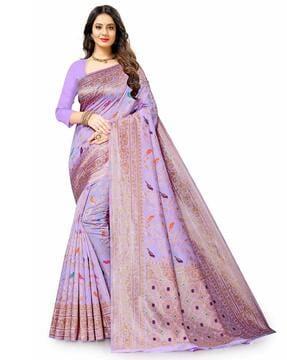 floral woven jacquard silk saree