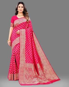 floral woven jacquard silk saree