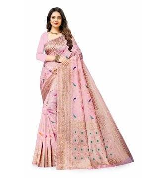 floral woven jacquard silk saree