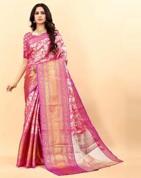 floral woven jacquard silk saree