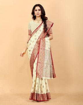 floral woven jacquard silk saree