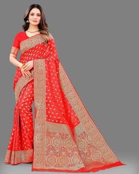 floral woven jacquard silk saree