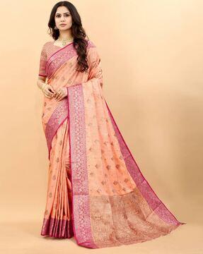 floral woven jacquard silk saree