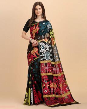 floral woven jamdani saree