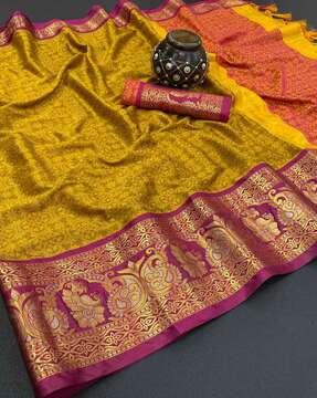 floral woven kanjeevaram silk saree