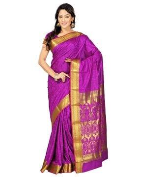 floral woven kanjeevaram traditional saree