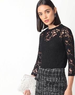 floral-woven lace top