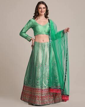 floral woven lehenga choli set with dupatta