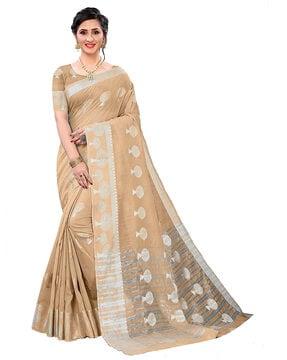 floral woven linen saree