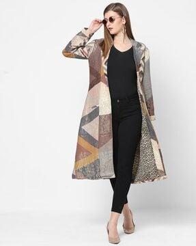 floral woven long jacket