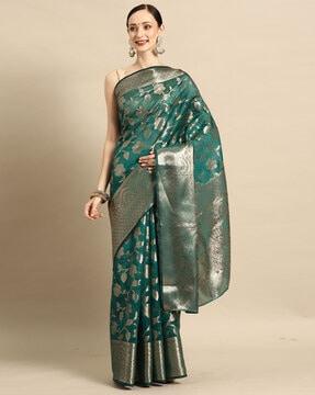 floral woven organza saree