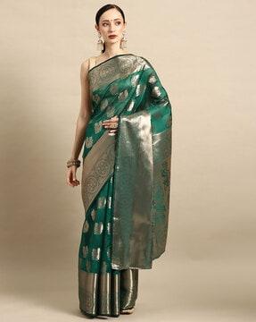 floral woven organza saree