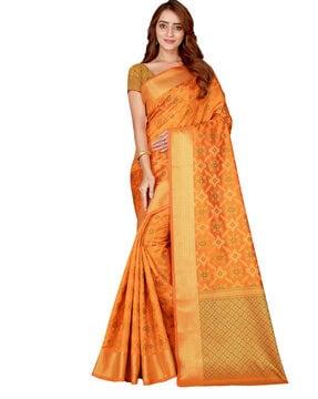 floral woven saree with zari border