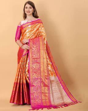 floral woven silk saree