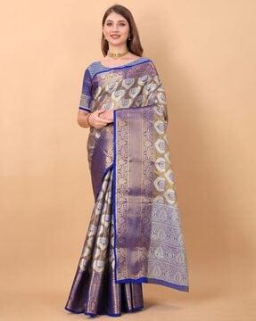 floral woven silk saree