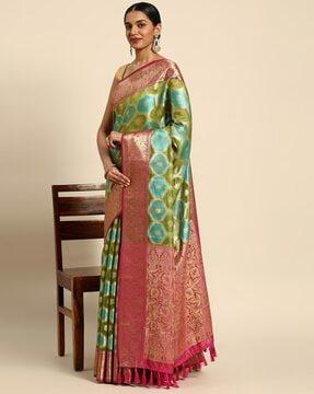 floral woven silk saree