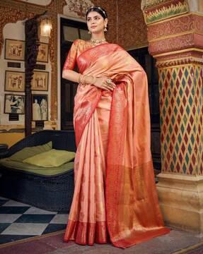 floral woven silk saree