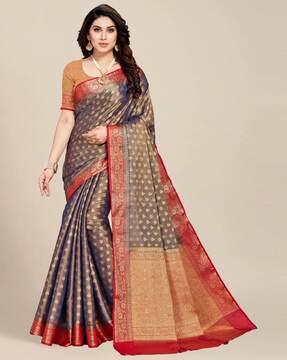 floral woven silk saree