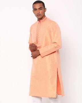 floral woven slim fit kurta