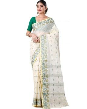 floral woven tant saree