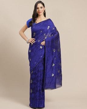 floral woven traditional saree