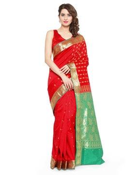 floral woven traditional saree