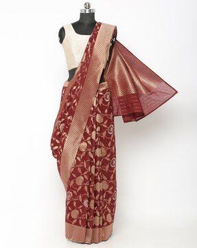 floral zari woven saree