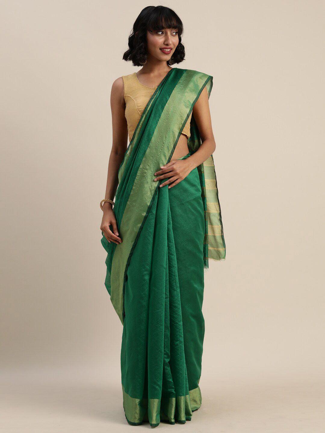 florence green & gold-toned art silk saree
