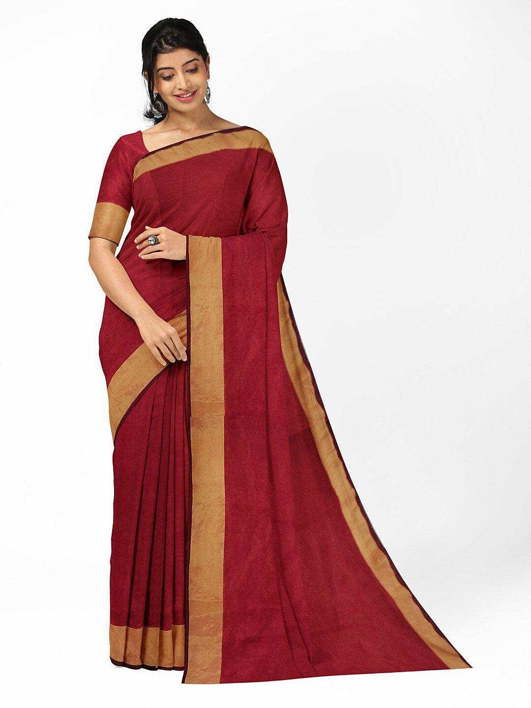 florence red & brown silk cotton  sungudi saree