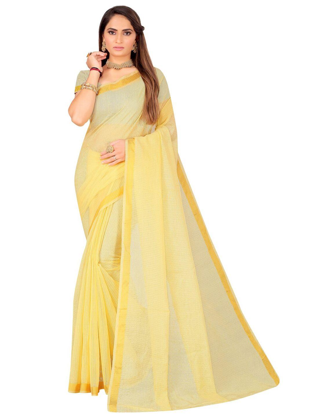 florence yellow & gold-toned art silk saree