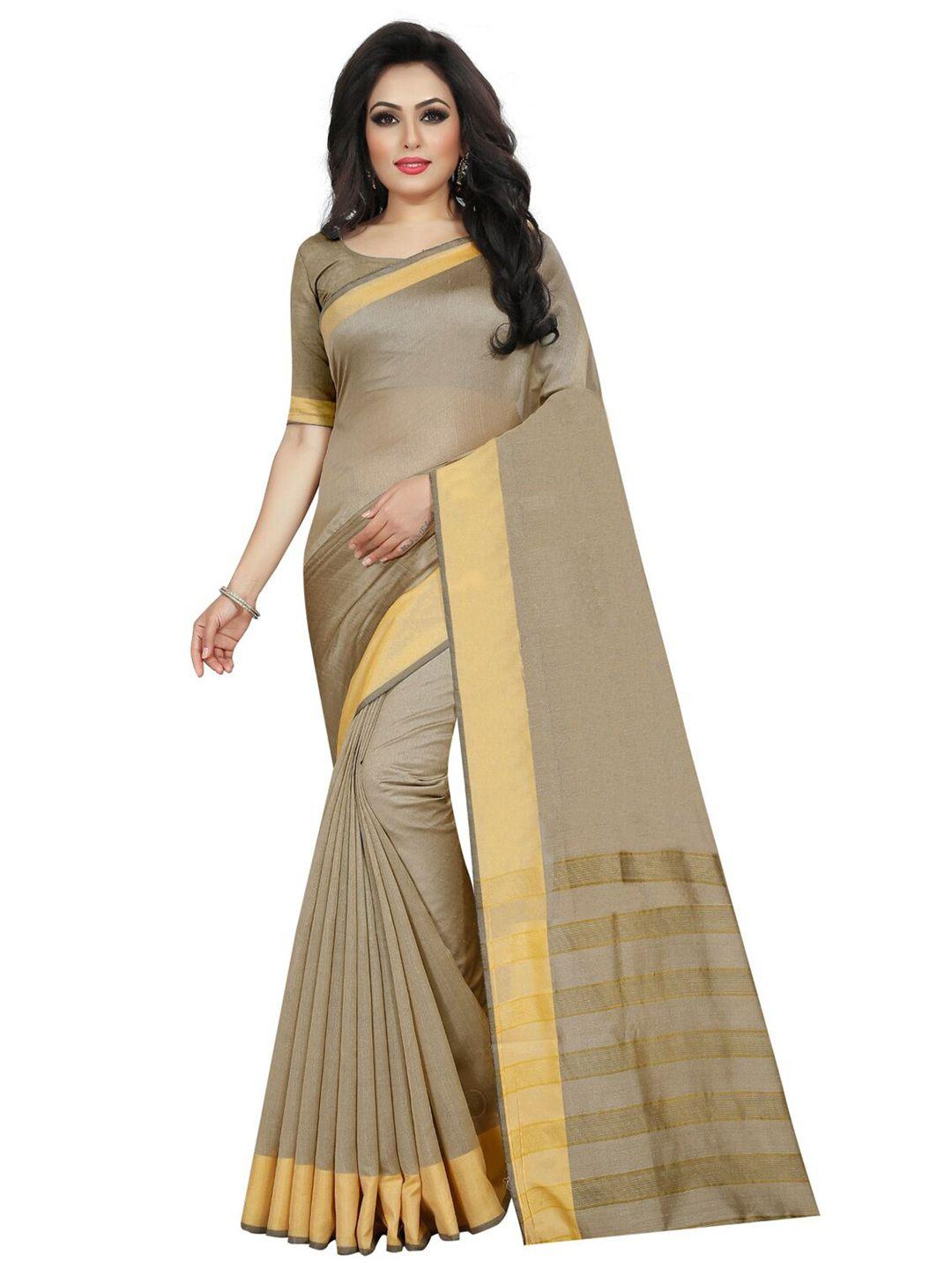 florence beige & yellow silk cotton saree