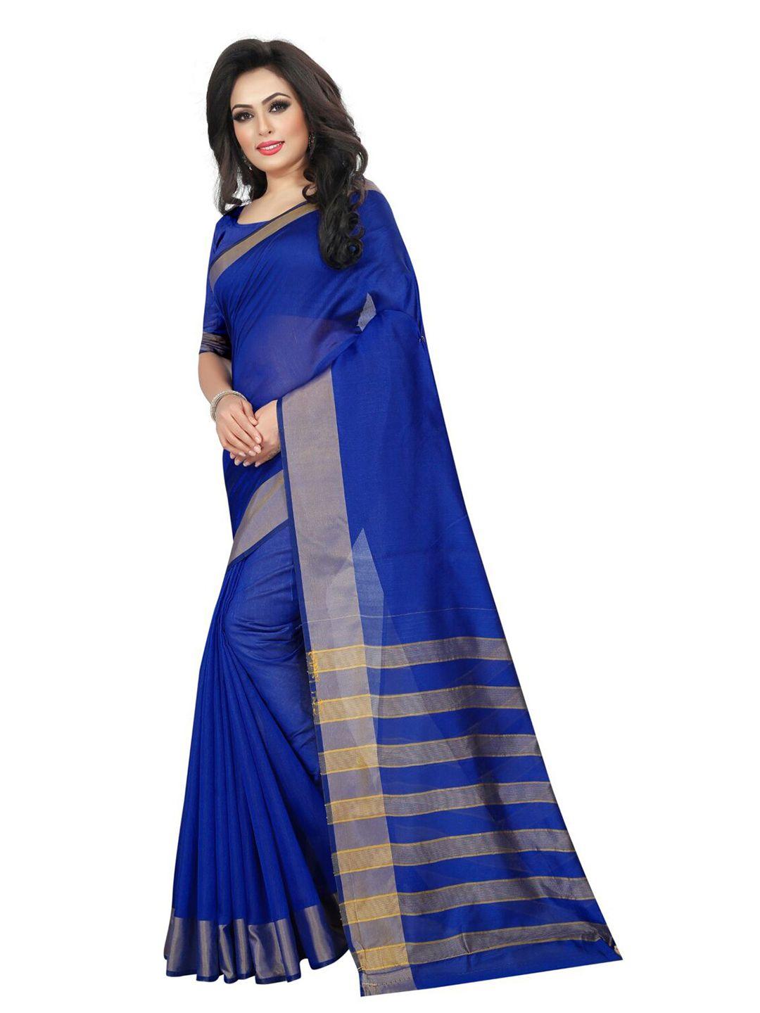 florence blue & brown silk cotton saree