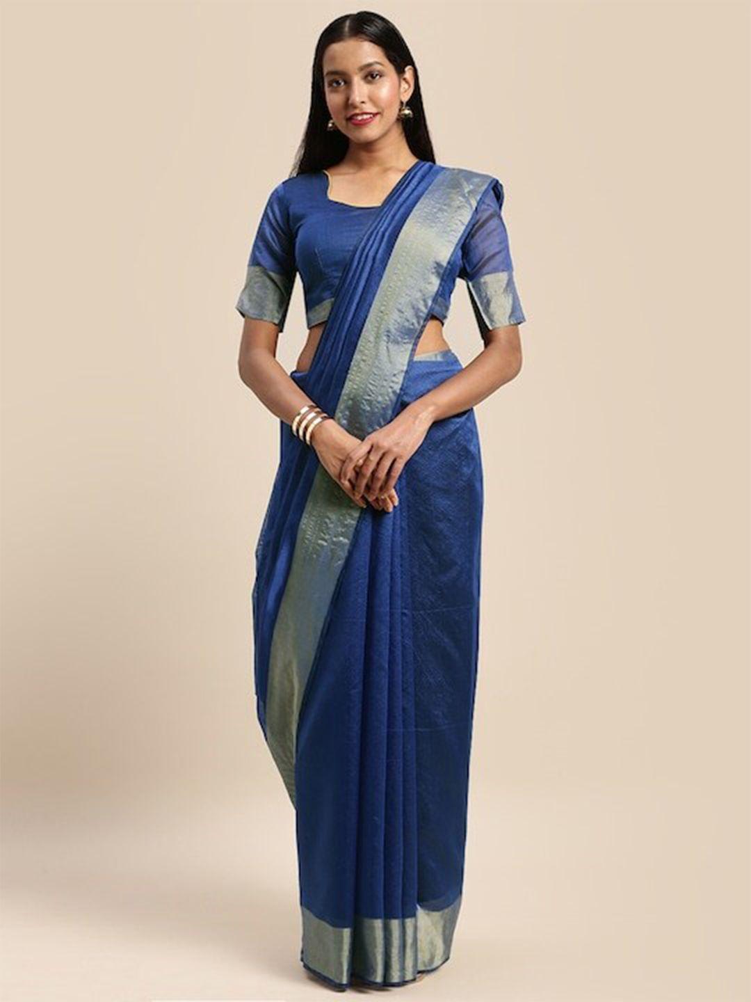 florence blue & silver zari art silk saree