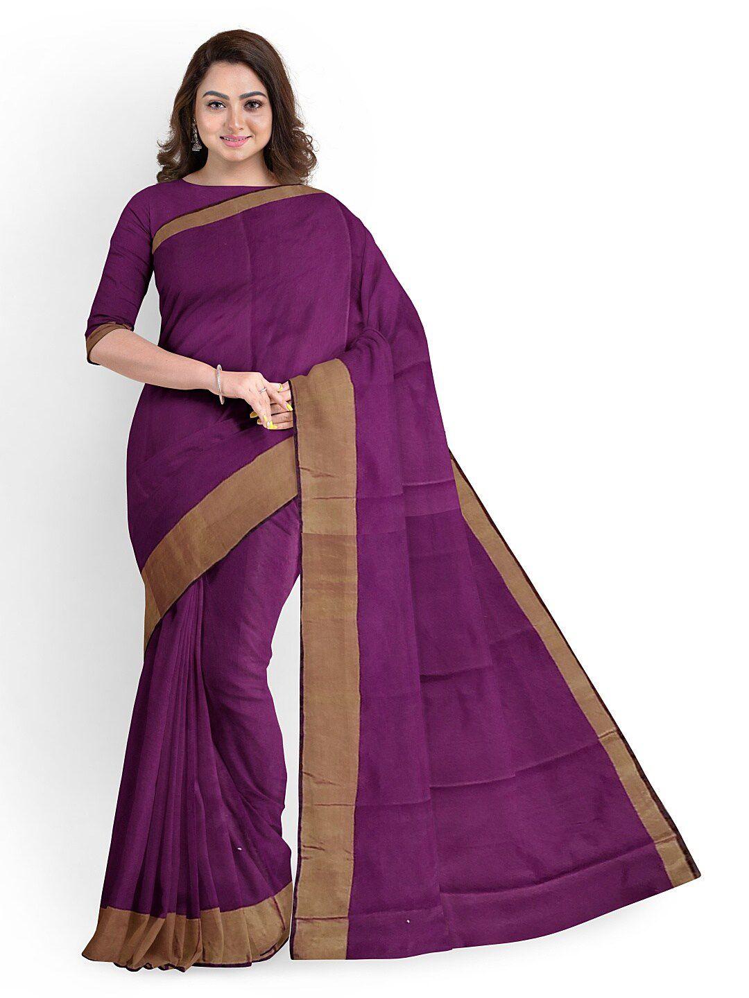 florence burgundy & brown silk cotton  sungudi saree with un-stitched blouse