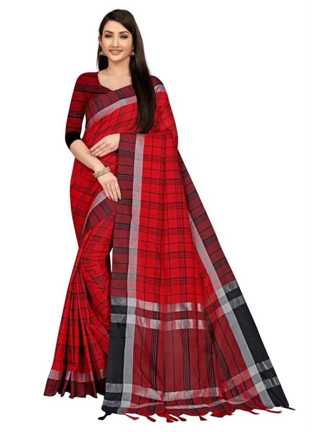 florence checked zari silk cotton saree