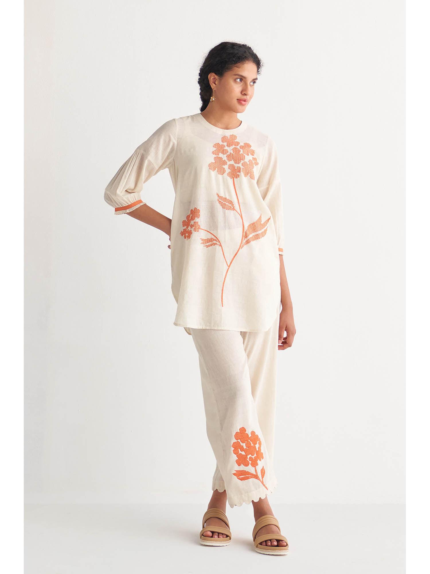 florence cross-stitch off-white co-ord (set of 2)