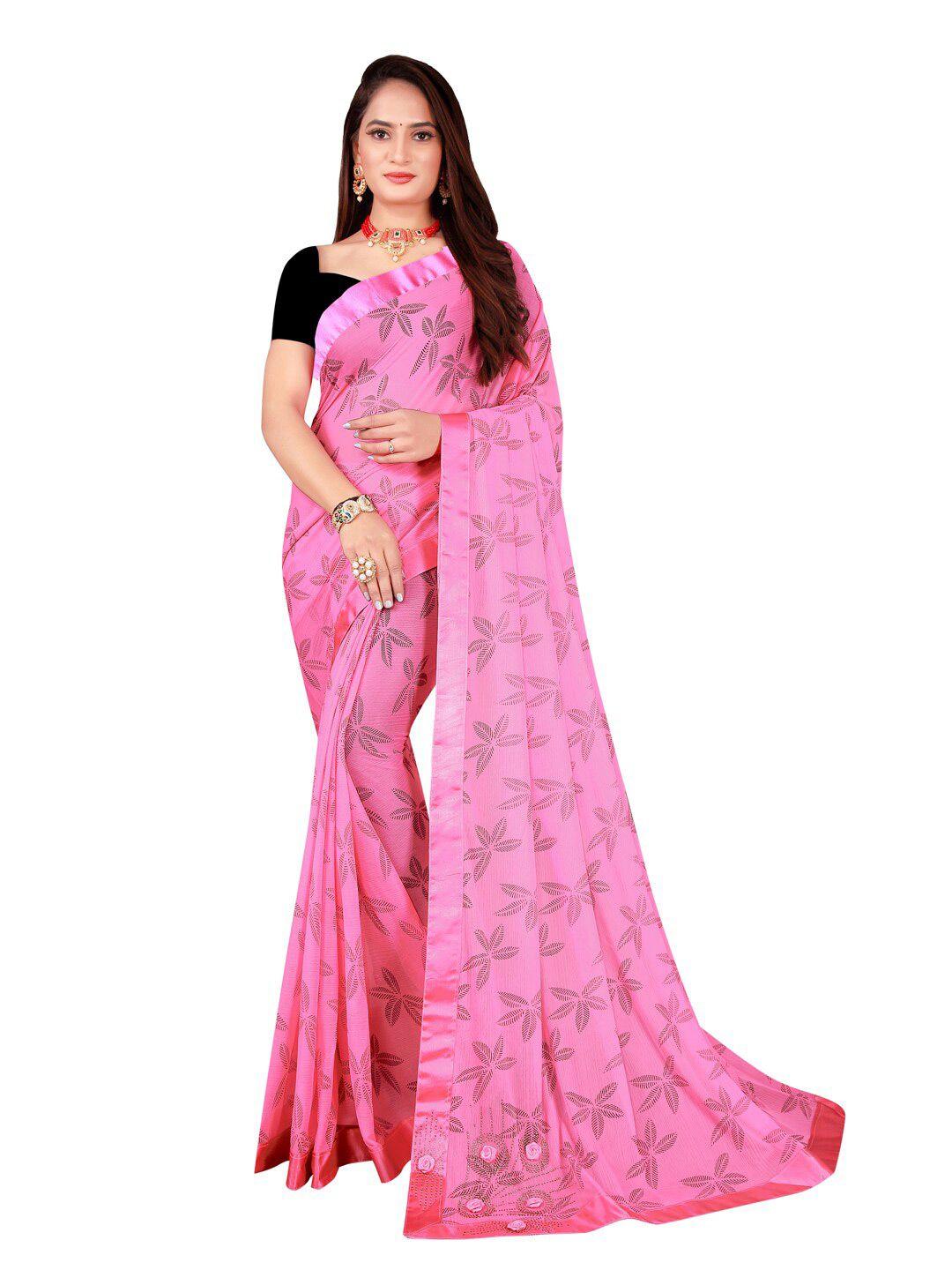 florence foil printed  floral art silk saree