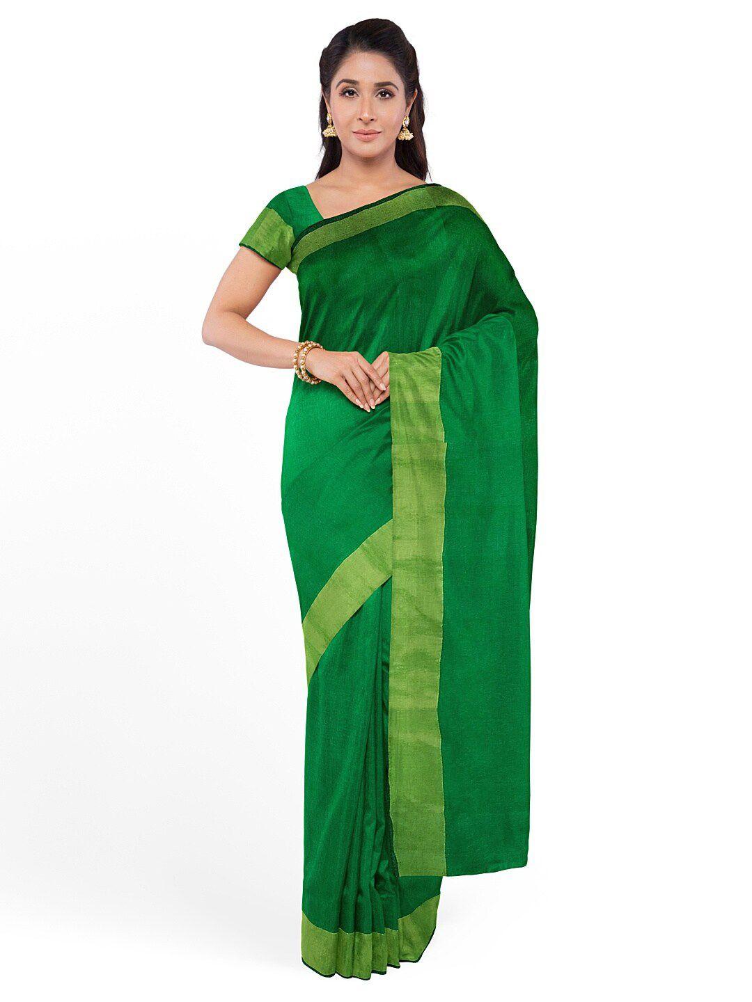 florence green zari border silk cotton sungudi saree