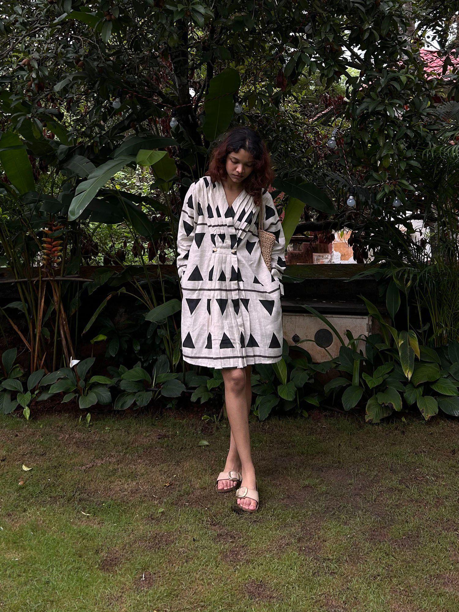 florence printed black knee length dress