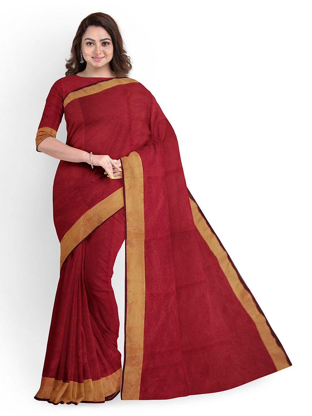 florence red & brown silk cotton  sungudi saree