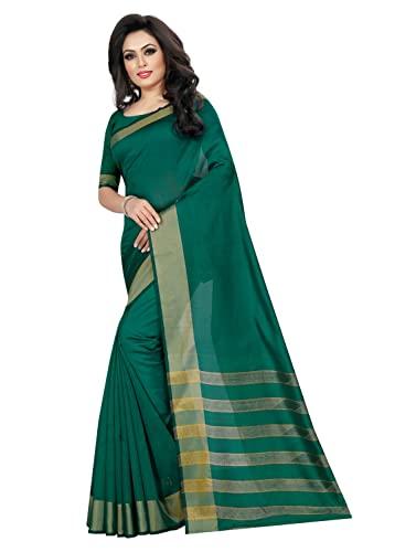 florence women's cotton saree with blouse piece (fl-if-monicapallurama_green_one size, green, one size)