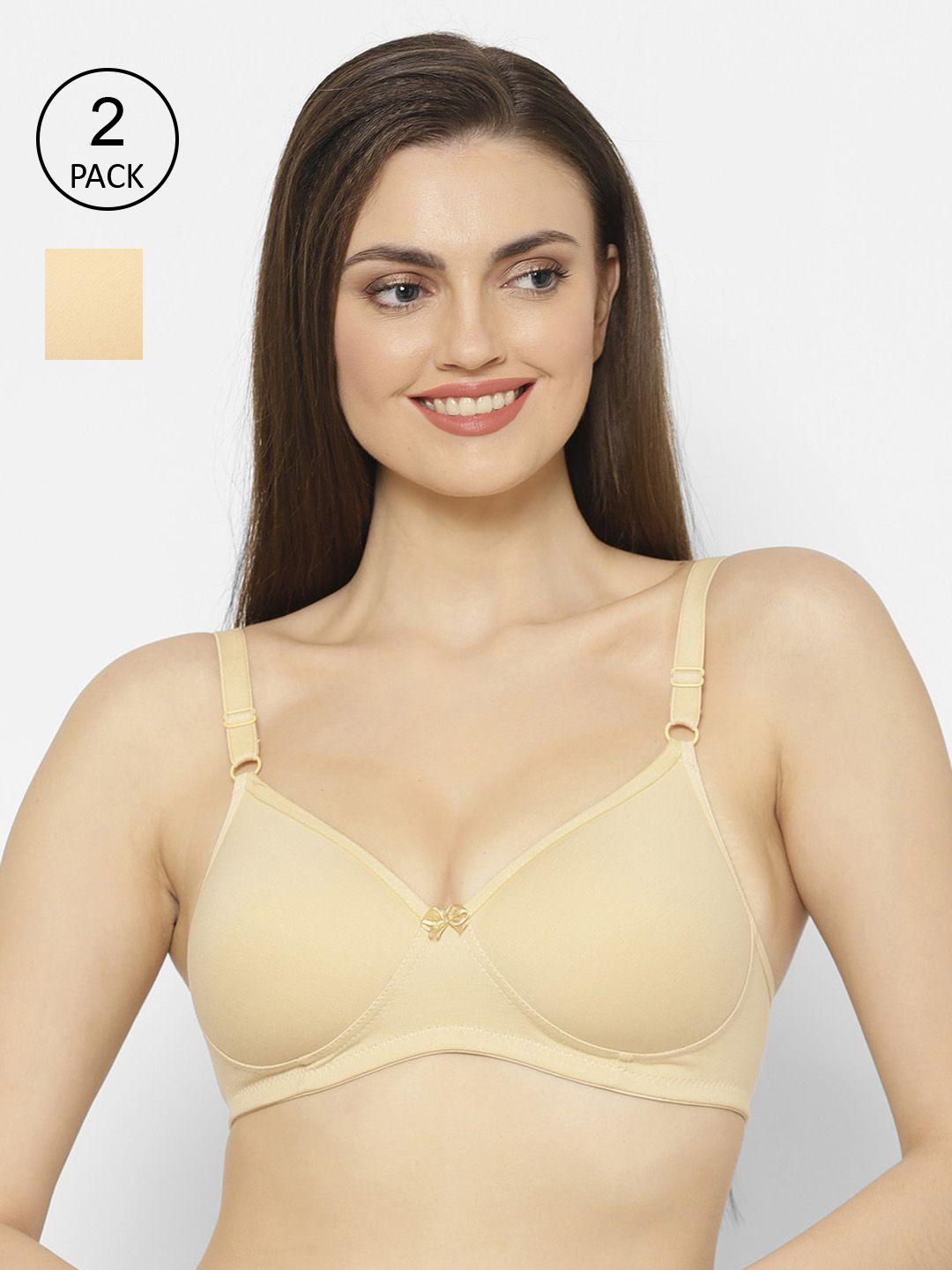 floret 2 pack nude-coloured solid non-wired lightly padded push-up bra t3052_skin-skin